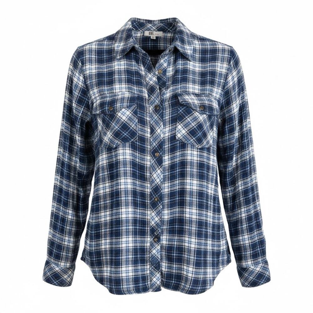 Kut from the Kloth Plaid Flannel Snap Up Shirt Cabincore Western Women’s Size M